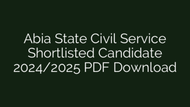 Abia State Civil Service Shortlisted Candidate 2024/2025 PDF Download