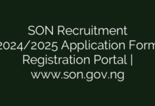 SON Recruitment 2024/2025 Application Form Registration Portal | www.son.gov.ng