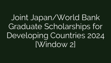 Joint Japan/World Bank Graduate Scholarships for Developing Countries 2024 [Window 2]