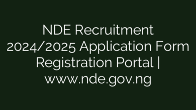 NDE Recruitment 2024/2025 Application Form Registration Portal | www.nde.gov.ng
