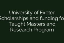 University of Exeter Scholarships and funding for Taught Masters and Research Program