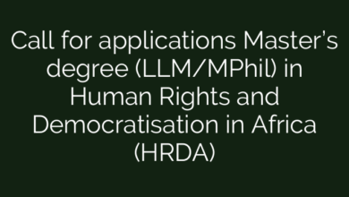 Call for applications Master’s degree (LLM/MPhil) in Human Rights and Democratisation in Africa (HRDA)