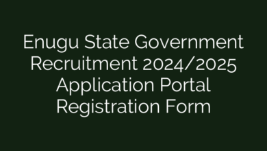 Enugu State Government Recruitment 2024/2025 Application Portal Registration Form