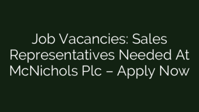 Job Vacancies: Sales Representatives Needed At McNichols Plc – Apply Now