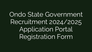 Ondo State Government Recruitment 2024/2025 Application Portal Registration Form