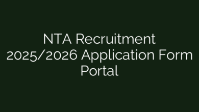 NTA Recruitment 2025/2026 Application Form Portal