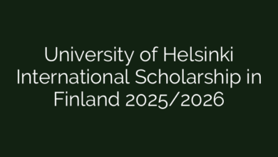 University of Helsinki International Scholarship in Finland 2025/2026