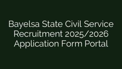 Bayelsa State Civil Service Recruitment 2025/2026 Application Form Portal