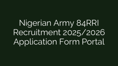 Nigerian Army 84RRI Recruitment 2025/2026 Application Form Portal