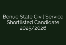 Benue State Civil Service Shortlisted Candidate 2025/2026