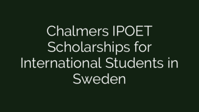 Chalmers IPOET Scholarships for International Students in Sweden