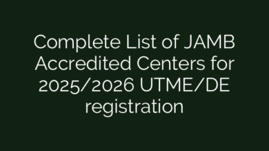Complete List of JAMB Accredited Centers for 2025/2026 UTME/DE registration