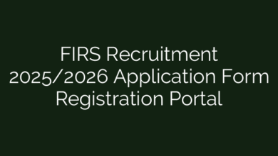 FIRS Recruitment 2025/2026 Application Form Registration Portal