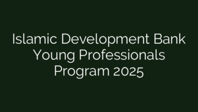 Islamic Development Bank Young Professionals Program 2025