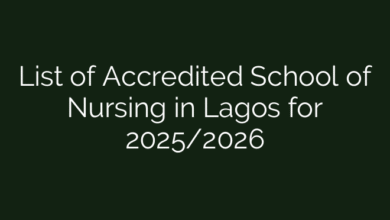 List of Accredited School of Nursing in Lagos for 2025/2026