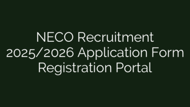 NECO Recruitment 2025/2026 Application Form Registration Portal