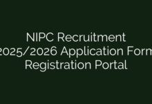 NIPC Recruitment 2025/2026 Application Form Registration Portal
