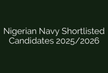 Nigerian Navy Shortlisted Candidates 2025/2026