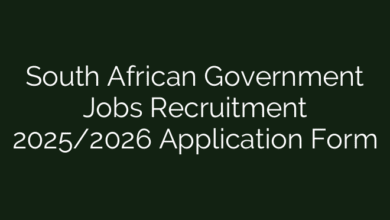 South African Government Jobs Recruitment 2025/2026 Application Form