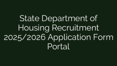 State Department of Housing Recruitment 2025/2026 Application Form Portal
