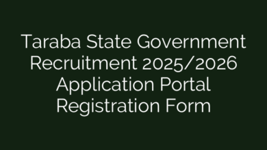 Taraba State Government Recruitment 2025/2026 Application Portal Registration Form