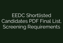 EEDC Shortlisted Candidates PDF Final List, Screening Requirements