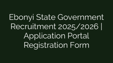 Ebonyi State Government Recruitment 2025/2026 | Application Portal Registration Form