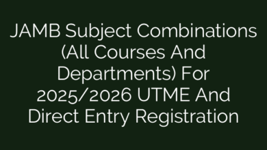 JAMB Subject Combinations (All Courses And Departments) For 2025/2026 UTME And Direct Entry Registration