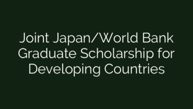 Joint Japan/World Bank Graduate Scholarship for Developing Countries
