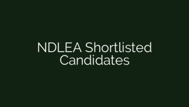 NDLEA Shortlisted Candidates