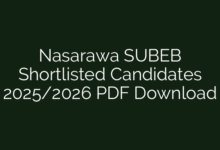 Nasarawa SUBEB Shortlisted Candidates 2025/2026 PDF Download