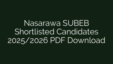 Nasarawa SUBEB Shortlisted Candidates 2025/2026 PDF Download